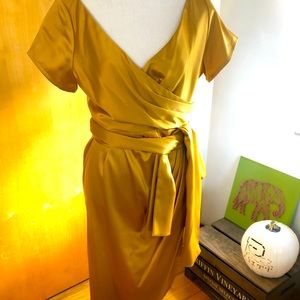 Pinup Couture Faux Wrap Gold Dress
